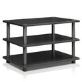 Highkey Turn-N-Tube Easy Assembly 4-Tier Corner Tv Stand, Black Wood - 16.2 X 23.6 X 14.6 In. LR93517